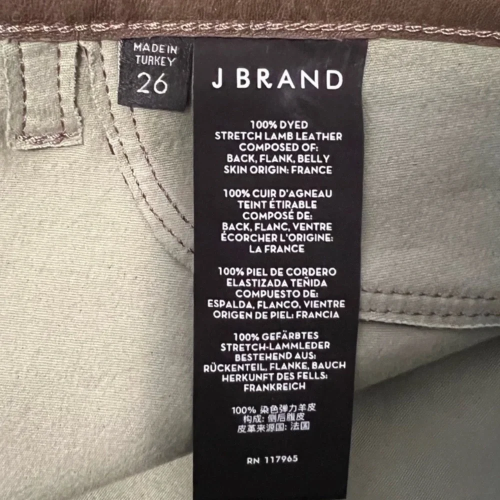 J Brand Brown Lambskin Leather Maria High Rise Womens 29 - Picture 5 of 10